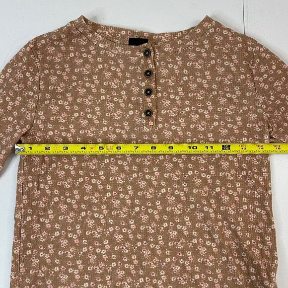 Floral Ribbed Henley Long-Sleeve Top With Button Details Girls Casual Wear - Picture 6 of 10